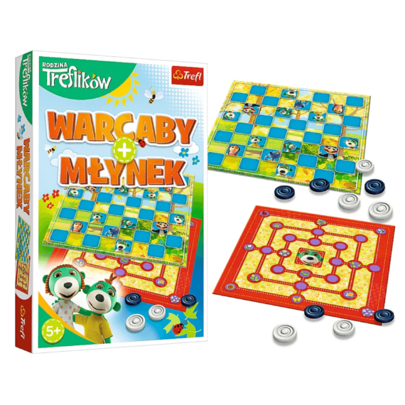 GRA PLANSZOWA TREFLIKI ZESTAW WARCABY MŁYNEK TREFL