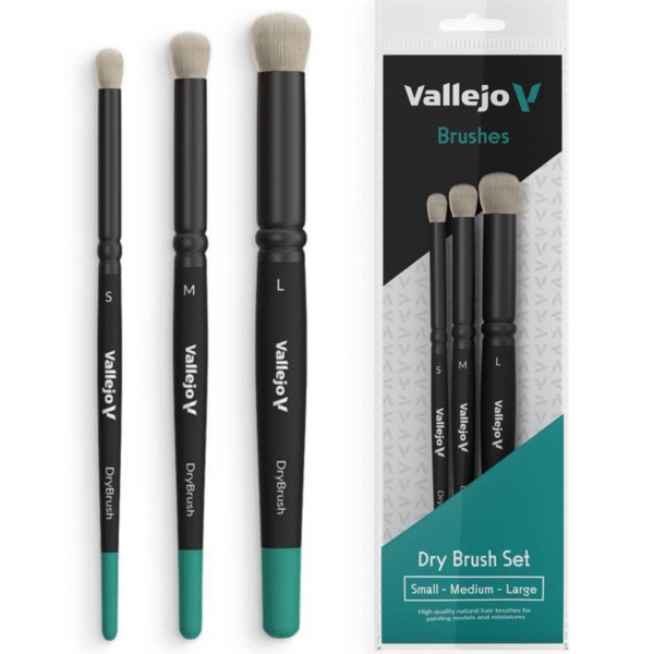 ZESTAW PĘDZLI NATURALNYCH VALLEJO B07990 - DRY BRUSH SET - NATURAL S, M, L