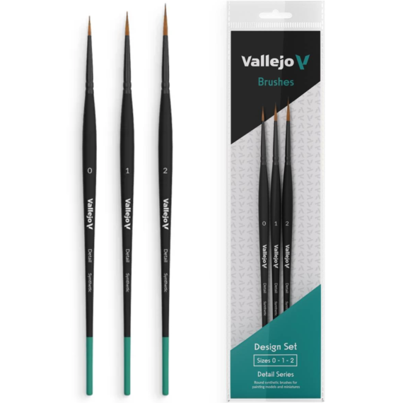 ZESTAW PĘDZLI VALLEJO B02991 -  DETAIL - DESIGN SET - SYNTHETIC (0, 1, 2)
