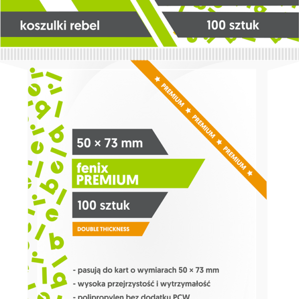 KOSZULKI NA KARTY REBEL FENIX PREMIUM 50x73mm 100 sztuk