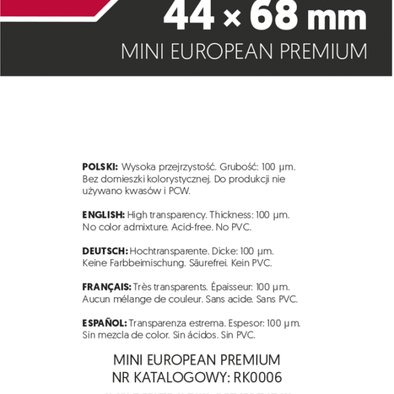 KOSZULKI NA KARTY REBEL ARA PREMIUM 44x68mm 100 sztuk
