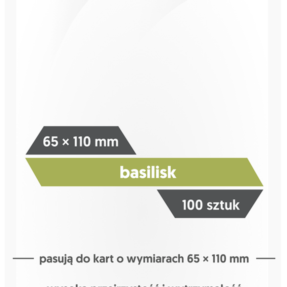 KOSZULKI NA KARTY REBEL BASILISK 65x110mm PROTEKTORY 100 sztuk