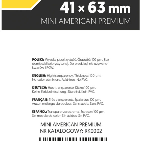 KOSZULKI NA KARTY REBEL LYRA PREMIUM 41x63mm 100 sztuk