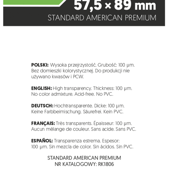 KOSZULKI NA KARTY REBEL ORION PREMIUM 57,5x89mm 100 sztuk