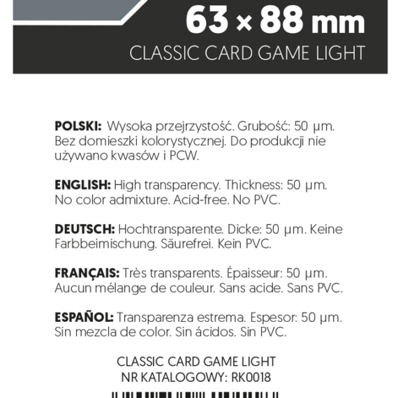 KOSZULKI NA KARTY REBEL CORVUS LIGHT CCG 63x88mm 100 sztuk