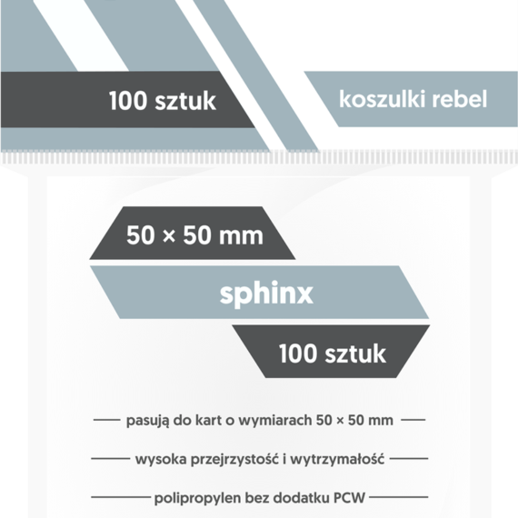 KOSZULKI NA KARTY REBEL SPHINX 50x50mm 100 sztuk