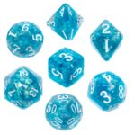 KOMPLET KOŚCI DO GRY RPG GĘSTY RDZEŃ MORSKIE REBEL (białe cyfry)