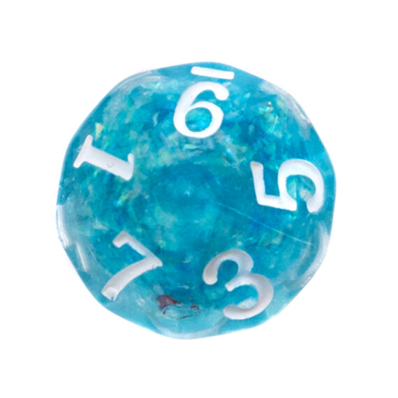 KOMPLET KOŚCI DO GRY RPG GĘSTY RDZEŃ MORSKIE REBEL (białe cyfry)