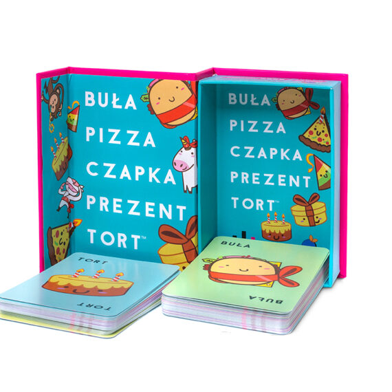 RODZINNA GRA KARCIANA FAMILIJNA Buła, Pizza, Czapka, Prezent, Tort