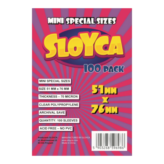 KOSZULKI NA KARTY SLOYCA MINI SPECIAL SIZES 51x76mm 100 sztuk