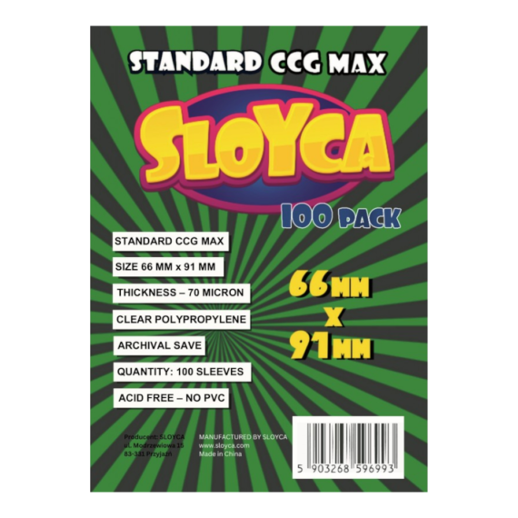 KOSZULKI NA KARTY SLOYCA STANDARD CCG MAX 66x91mm 100 sztuk