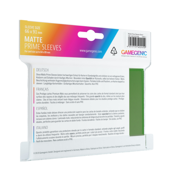Gamegenic: Matte Prime CCG Sleeves 66x91 mm - Green (100 szt)