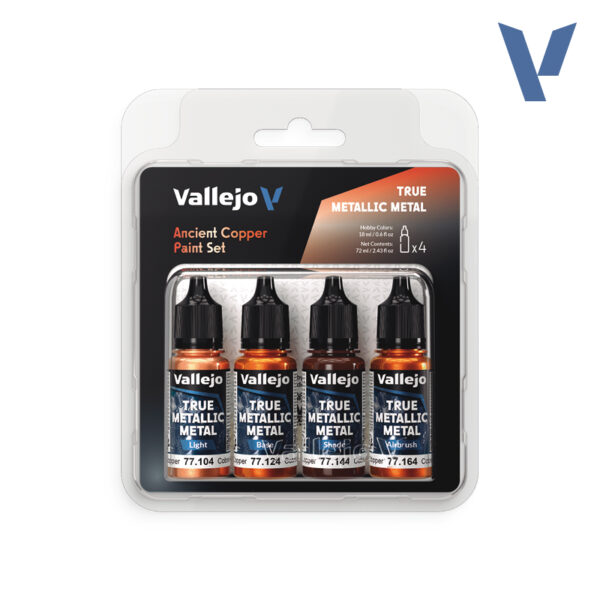 Vallejo: 77.253 - True Metallic Metal - Ancient Copper Paint Set (4x18 ml)