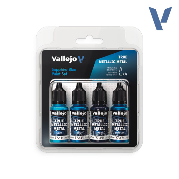 Vallejo: 77.256 - True Metallic Metal - Sapphire Blue Paint Set (4x18 ml)